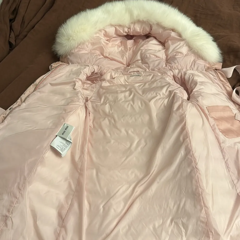 Miu miu A line oversized fur trim pink down puffer jacket - Image 6