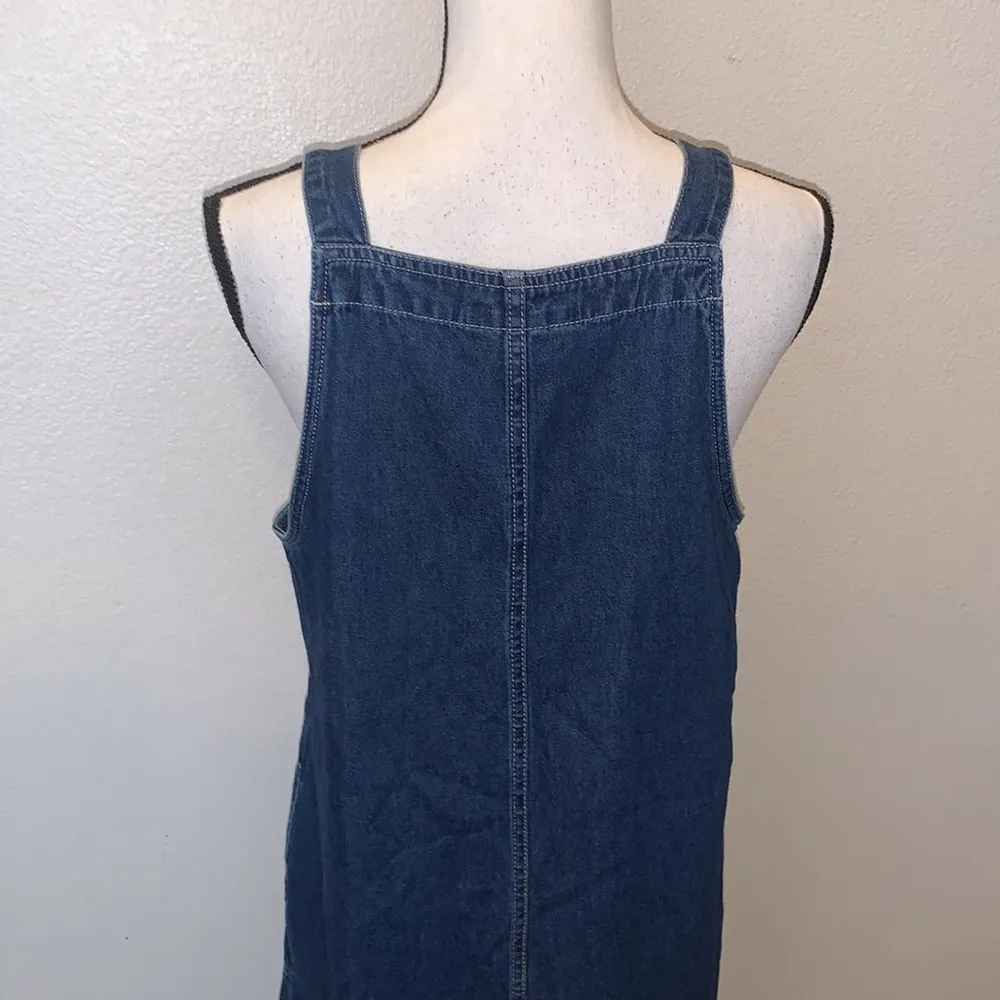 Original TY Wear vintage blue denim embroidered flowers jean overall dress Size 12P - Image 8