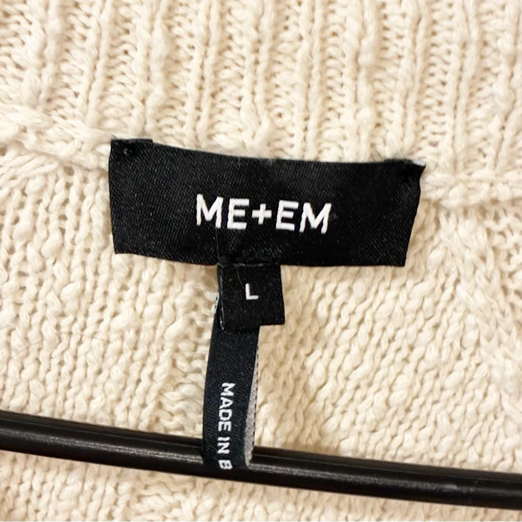 ME+EM Cream Ribbed Linen Blend Jumper Sweater Size Large White - Image 4