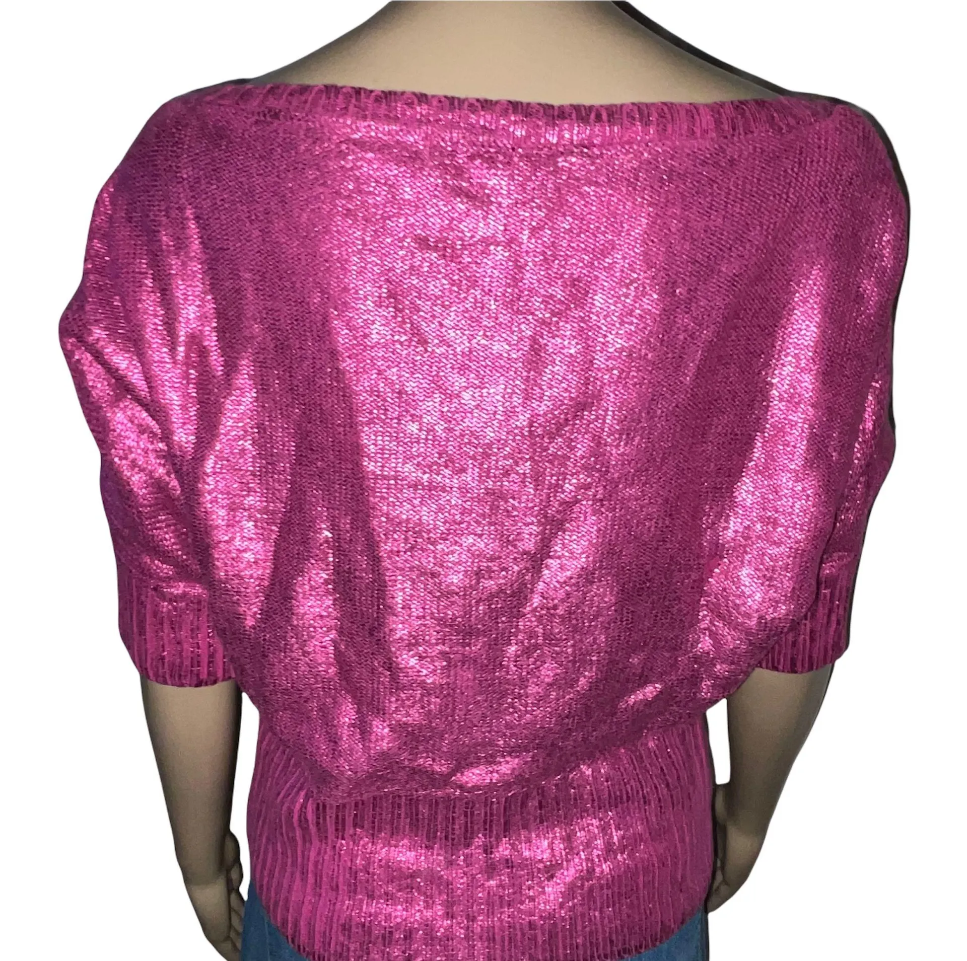 Metallic Pink Short Sleeve Sweater - Image 3