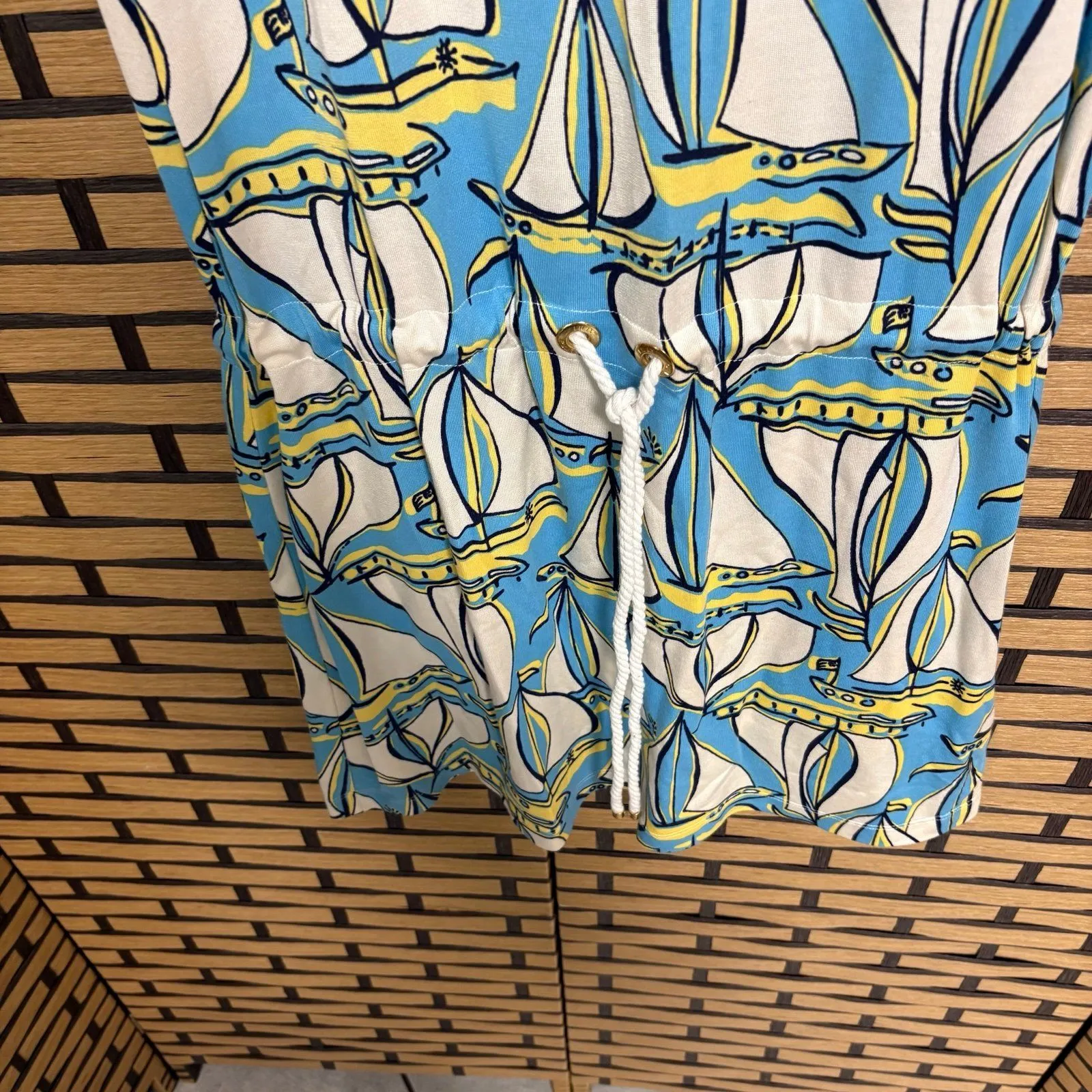 Lilly Pulitzer Raquel Beach Club Docksider Blue Sailboat Tie Waist Dress Size XS - Image 7