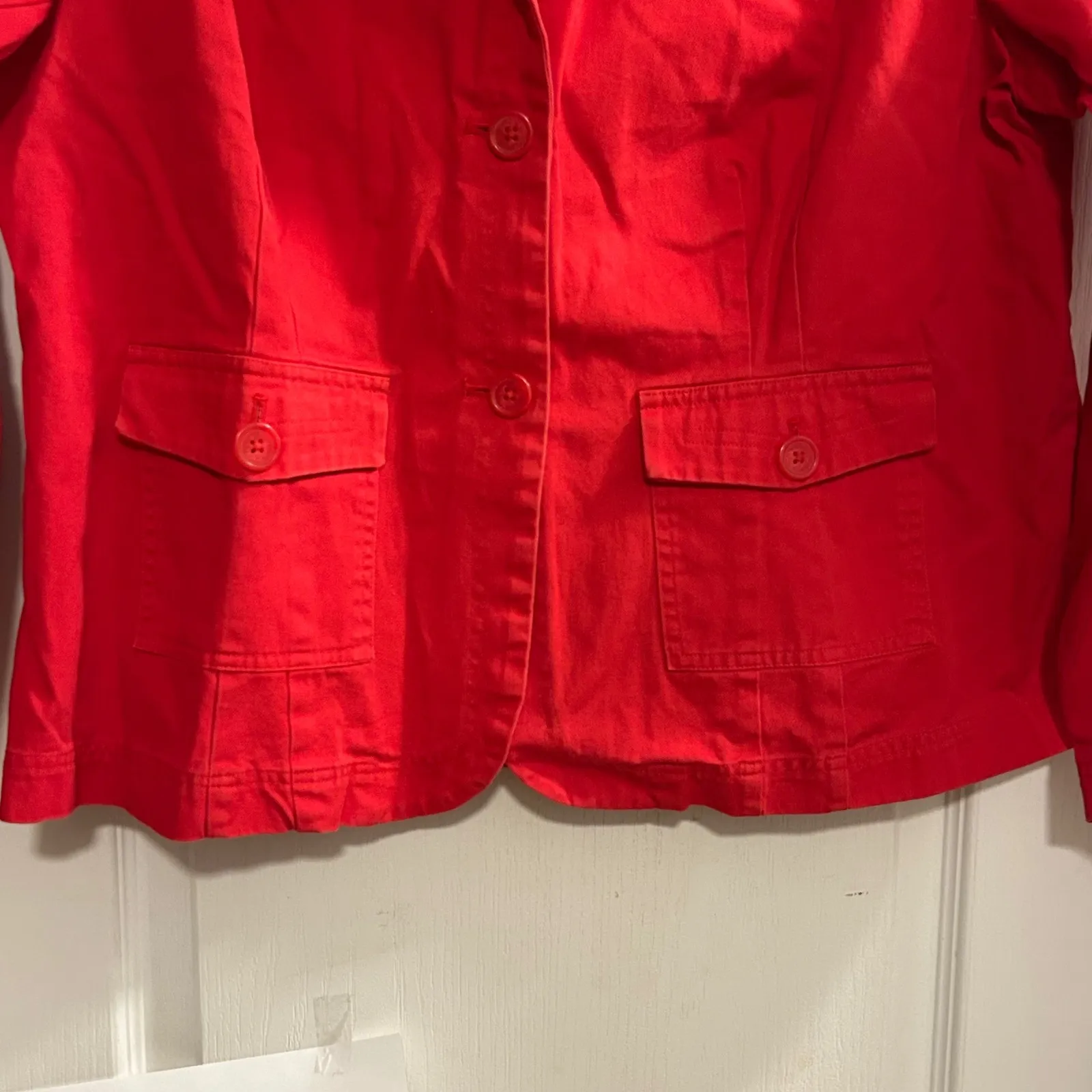 Relativity Women's Red Cotton Blazer Jacket Plus Size 1X Button Front Pockets - Image 7