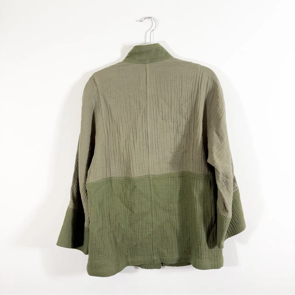 Madewell Lightspun Robe Jacket in Colorblock Distant Surplus Green Small - Image 6