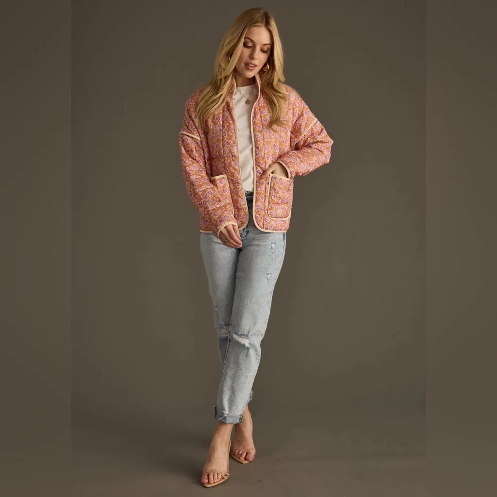 NWOT Panache Apparel Pastel Orange Purple Ruby Paisley Floral Jacket size XL - Image 2