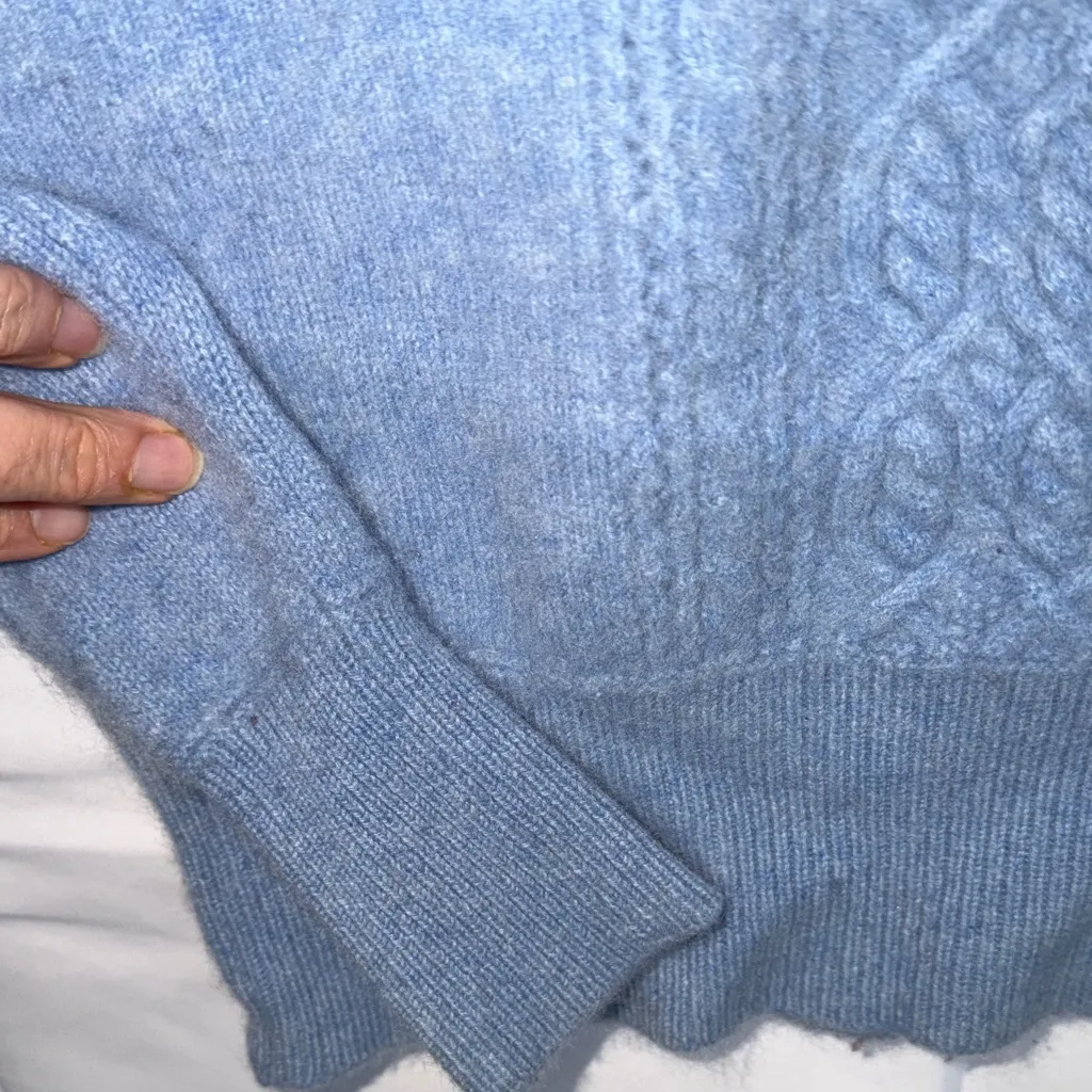 Aqua Cashmere Light Blue Cable Knit Sweater - Image 7