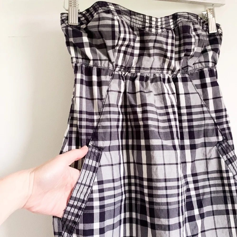 American Eagle AE Strapless Blue Plaid Mini Dress Sz 2 - Image 4