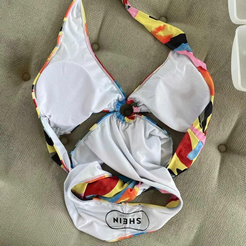 NEW SHEIN Colorful Abstract One Piece Keyhole Cutout Swimsuit 4XL - Image 6
