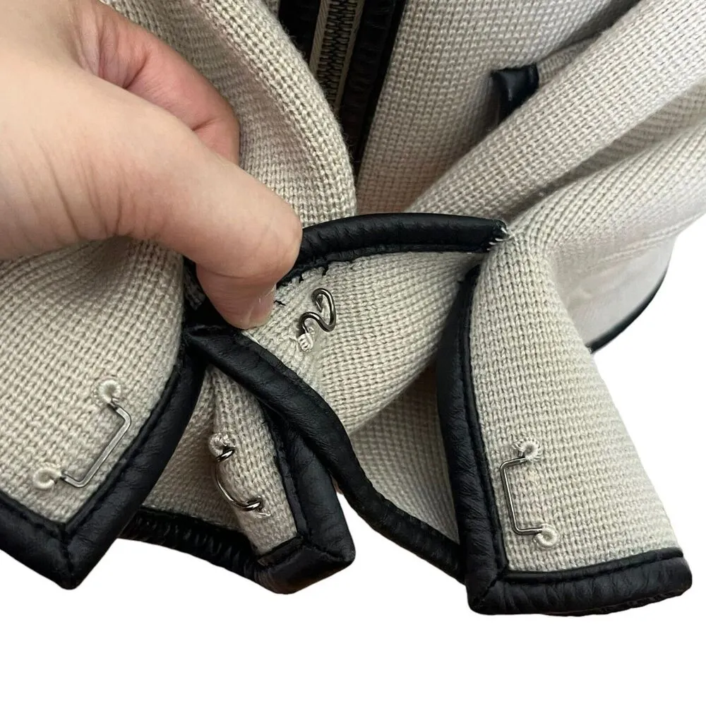 3.1 Phillip Lim Beige Wool Zip Up Jacket With Black Trim Blazer Women’s Size S - Image 5