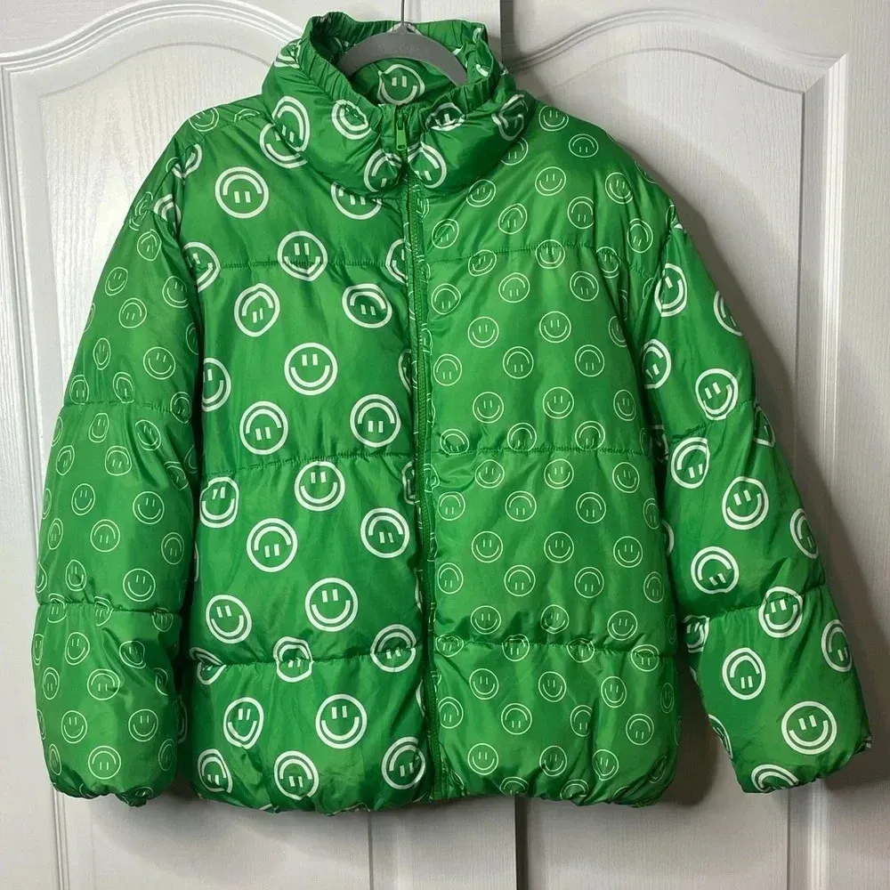 Native Youth Smile Print Jacket Size Large Green Sold Out - Image 5