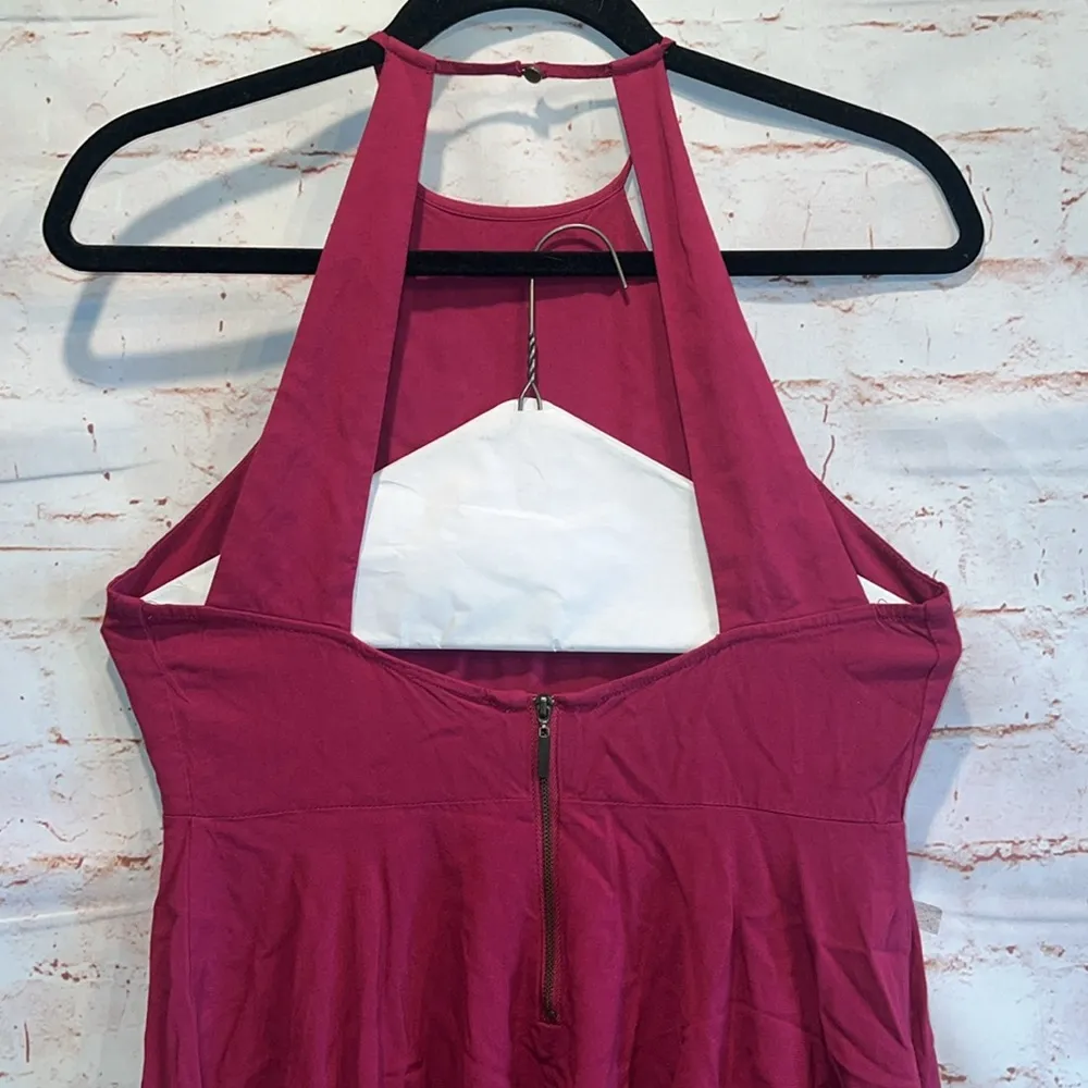 Cooperative Dress Womens Small Maroon Red Mini Shirt High Neck Fit Flare - Image 5