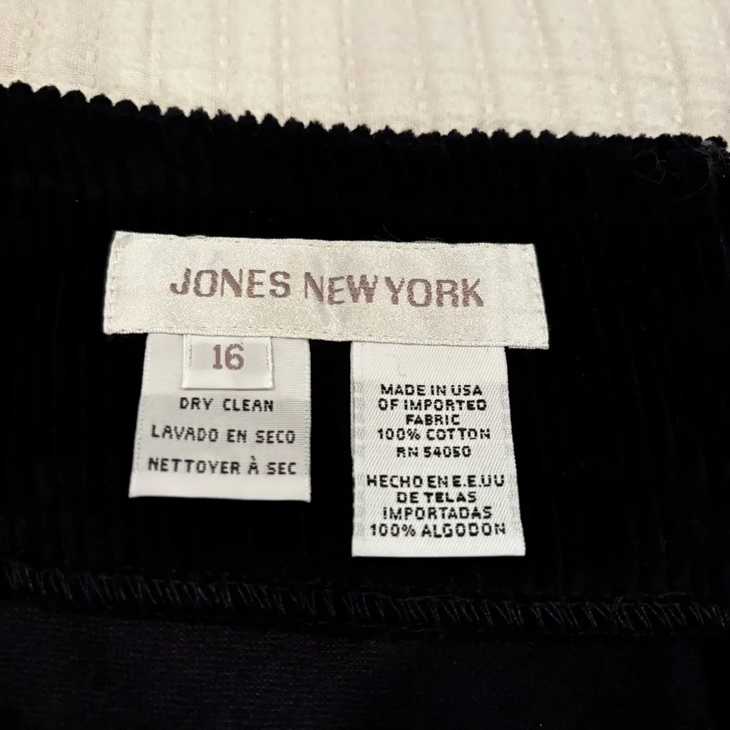 Jones New York 100% Cotton Women's Black Corduroy Straight Skirt Size 16 USA - Image 8
