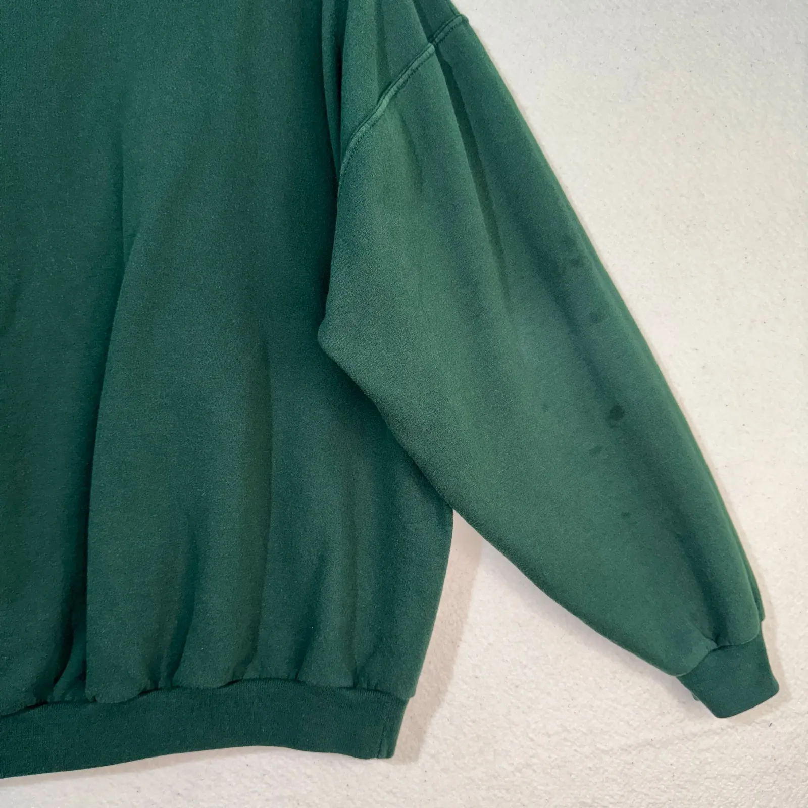 Jerzees VTG Green Embroidered Christmas Tree Crew Red Trim Sweatshirt X-Large XL - Image 7