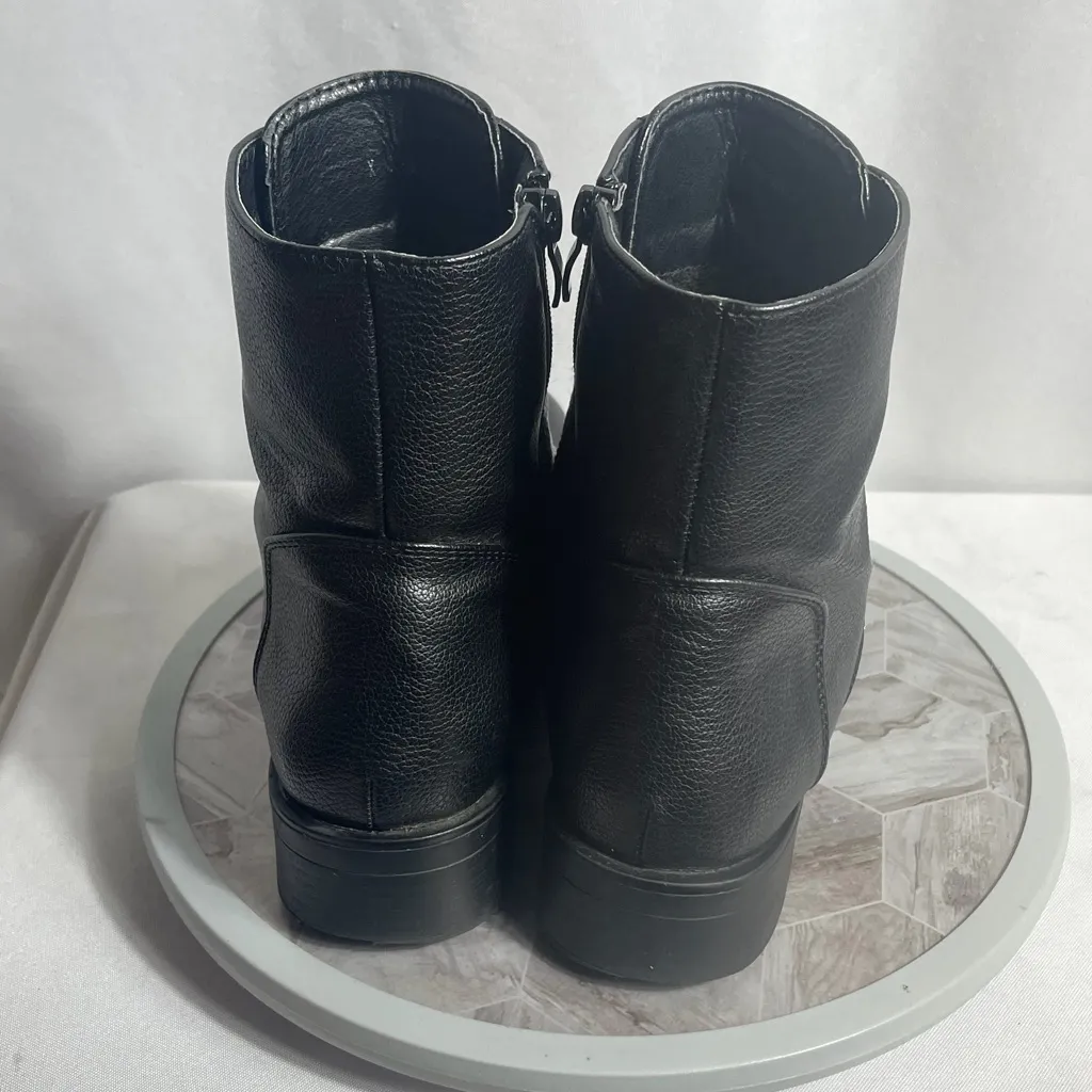 Black Chain Combat Ankle Boots Womens US 9.5–10.5 EU 40 Studded Lug Sole - Image 4