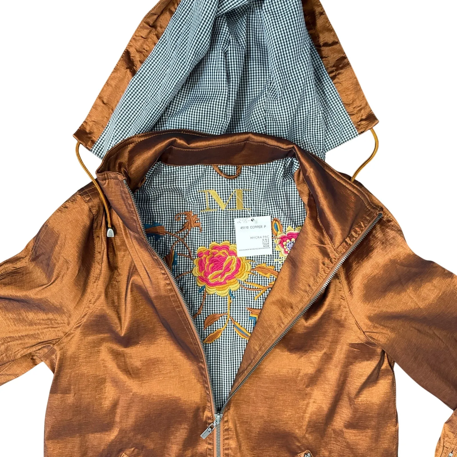 Mycra Pac Copper Metallic Full Zip Water Resistant Jacket sz 0 P Petite NEW Tags Brown - Image 7