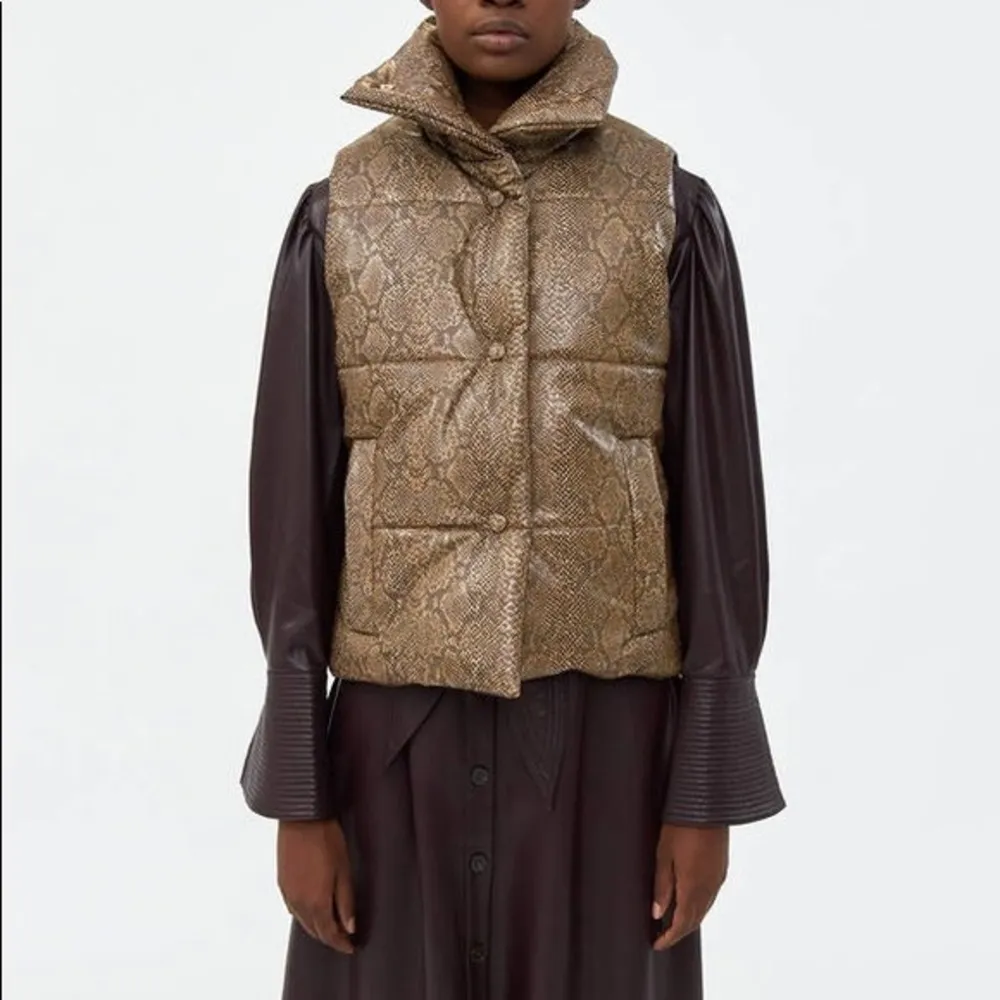 Nanushka Morillo Brown Snake Vinyl Puffer Vest size M Size M - Image 2