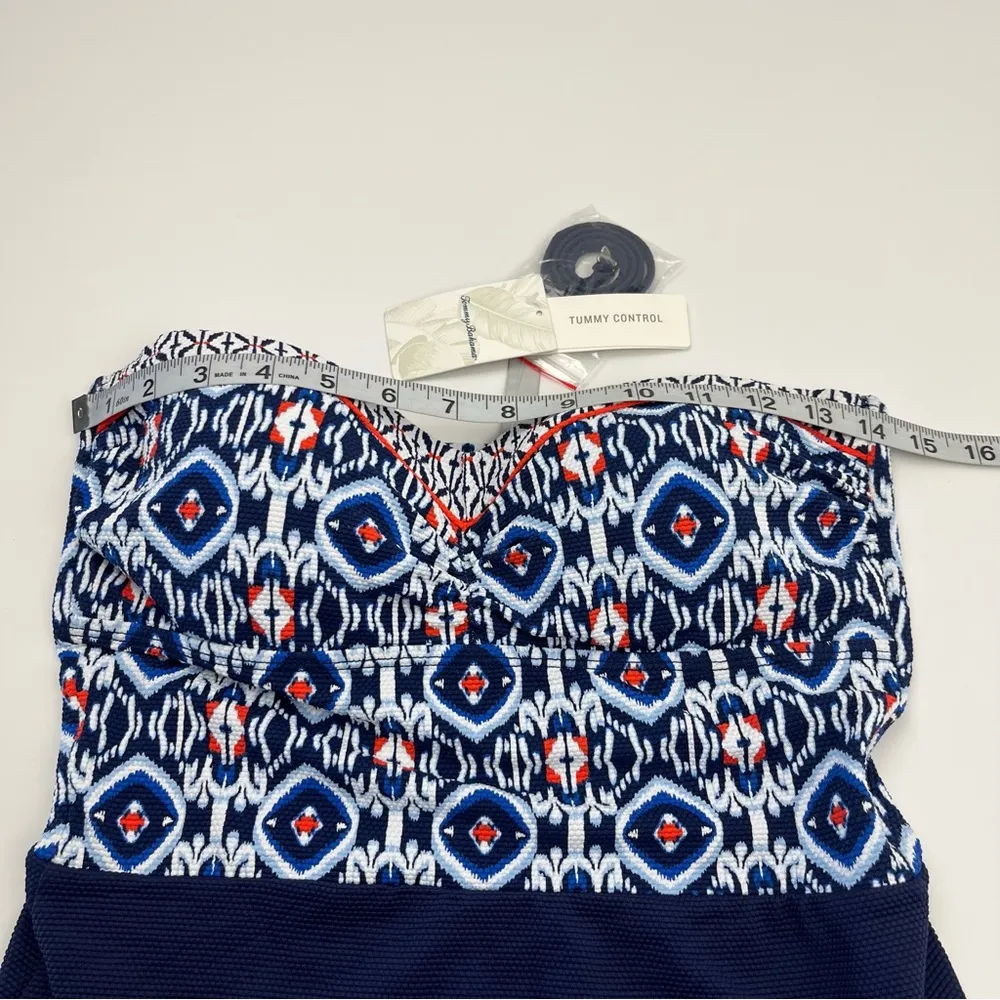 Tommy Bahama One Piece Island Cays Ikat Bandeau Swimsuit Women Size 8 Summer NEW - Image 5