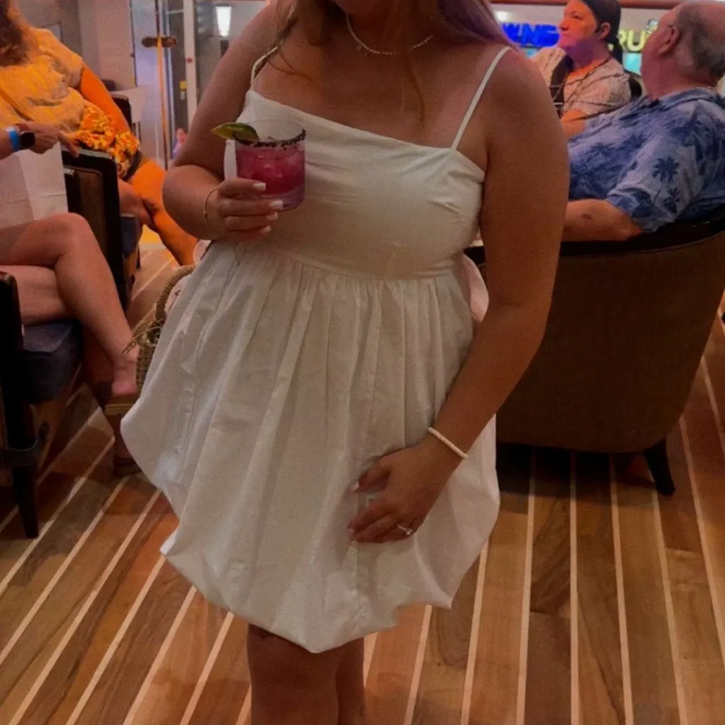 ABERCROMBIE BABYDOLL BUBBLE‎ HEM MINI DRESS WHITE SIZE XL TALL - Image 7