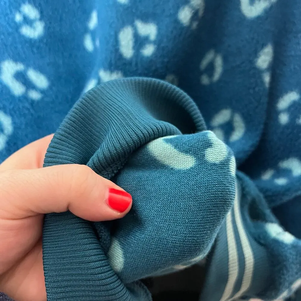 ZELOS Women's Blue Baggy Fleece Leopard Print Half Zip Pullover Jacket Size XL - Image 5