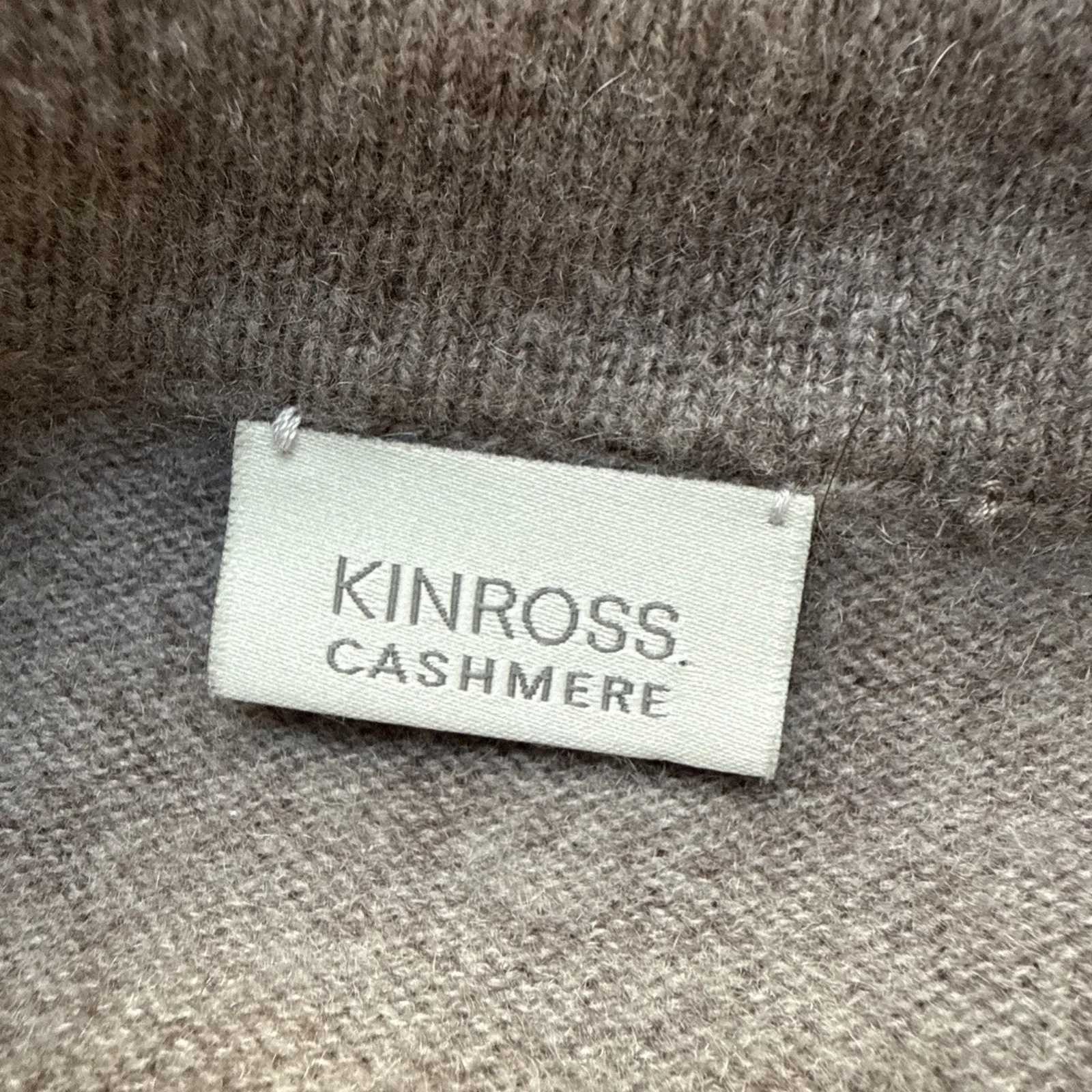 Kinross Cashmere Easy Popover Sweater One Size Dolman Sleeve Mock Neck Taupe Brown - Image 6