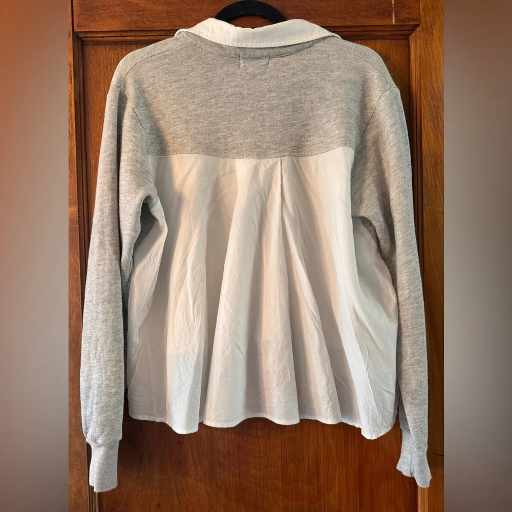 Monrow Poplin Mix Collar Sweatshirt - Image 2