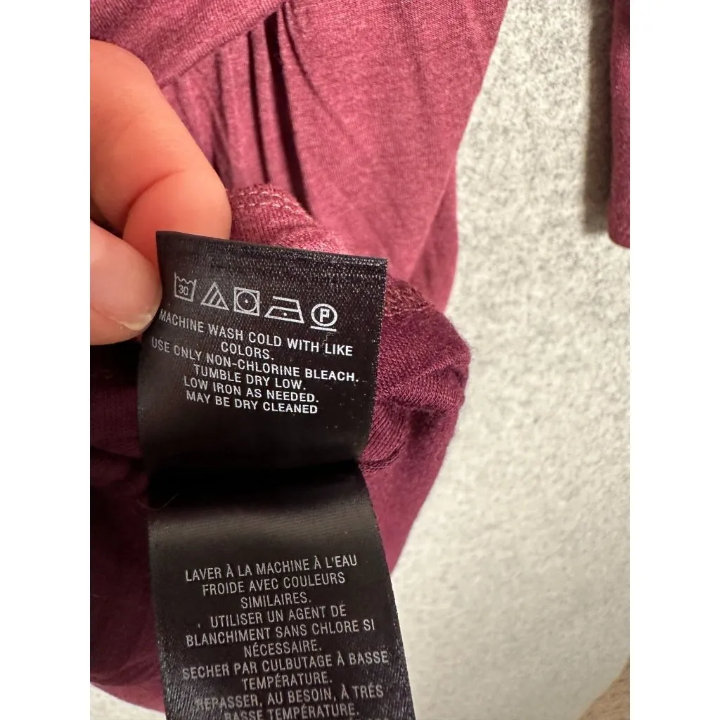 Maeve Medium Womens Dress Low Cut V-Neck Burgundy Stretch Faux Wrap Knee Length - Image 13