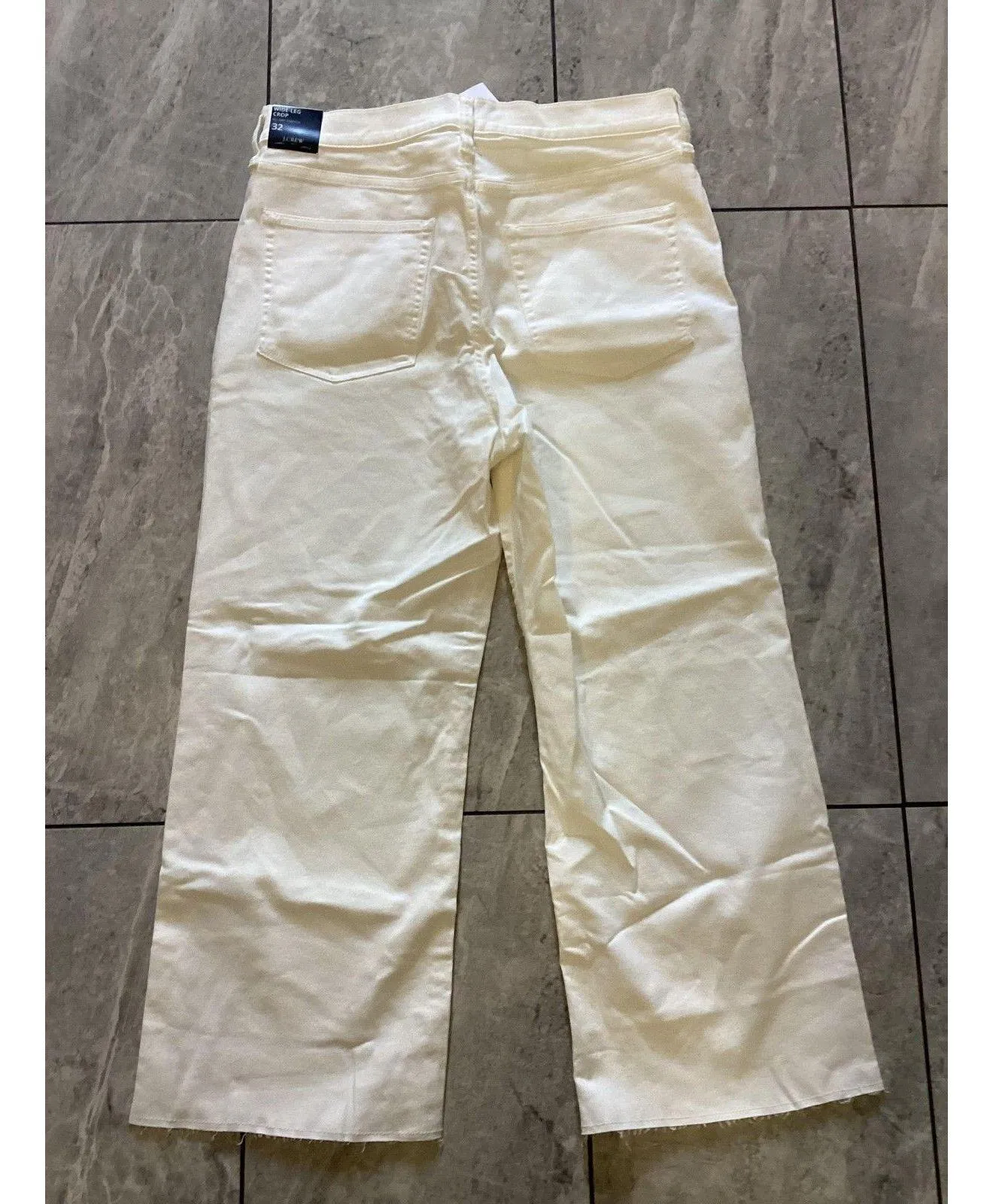 J Crew Wide Leg Crop Jeans Womens 32 White High Rise All Day Stretch Raw Hem - Image 3