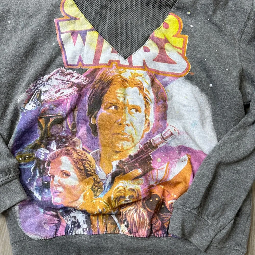 Star Wars Gray Hoodie Retro Distressed Design Han Solo Chewbacca Large - Image 5