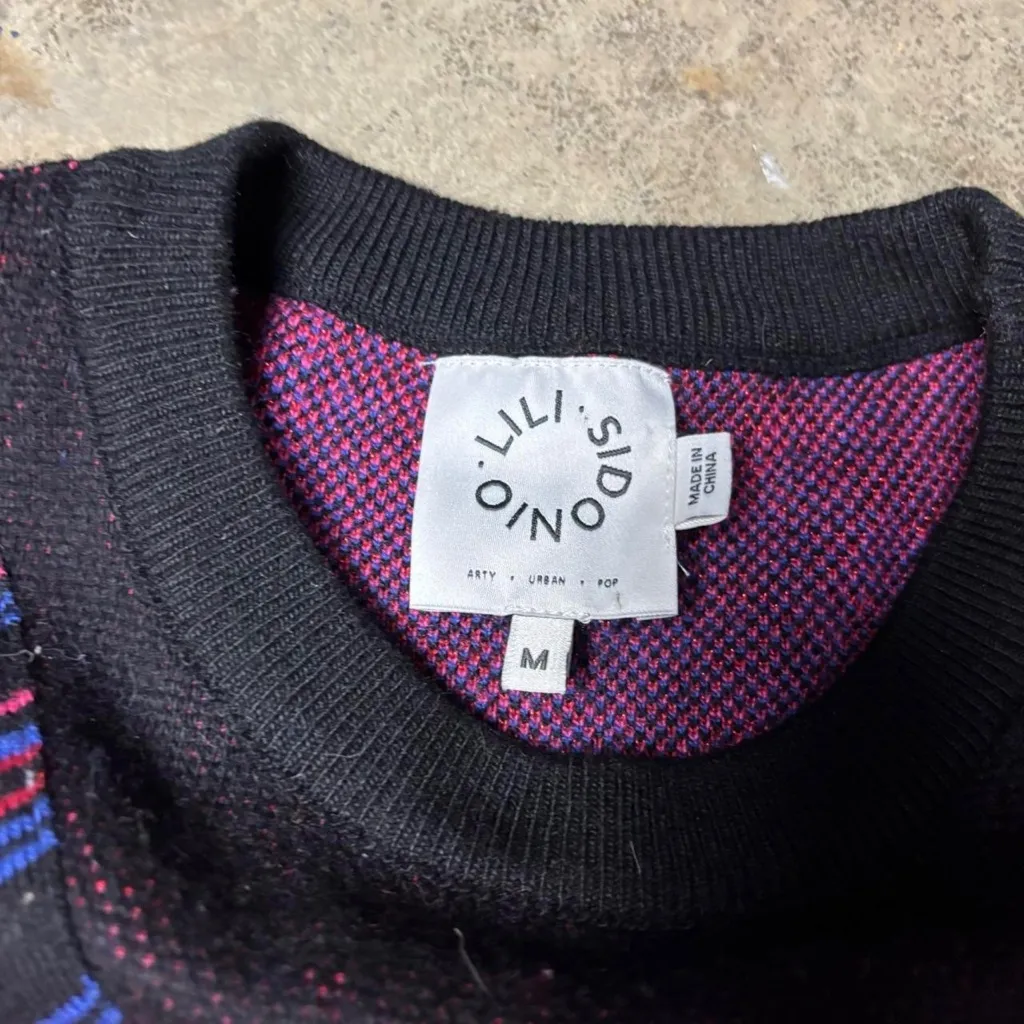 Lili Sidonio Womens Medium Red Pink Purple Knitted Grandma Sweater - Image 2