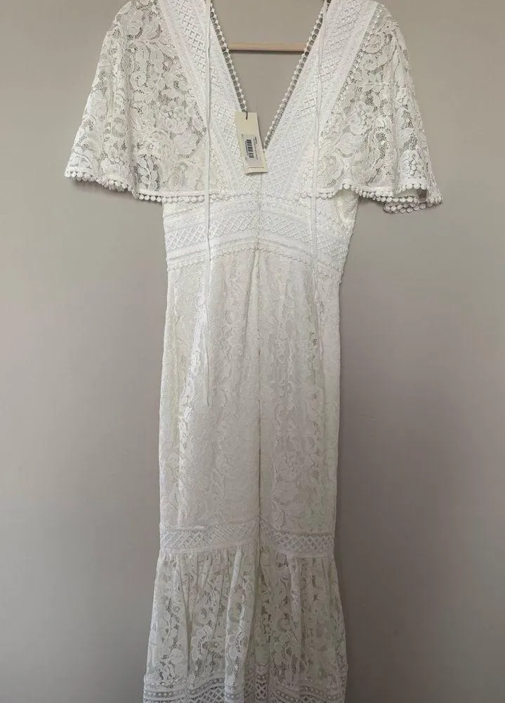 Lover White Lace Midi Dress Size 2 - Image 3