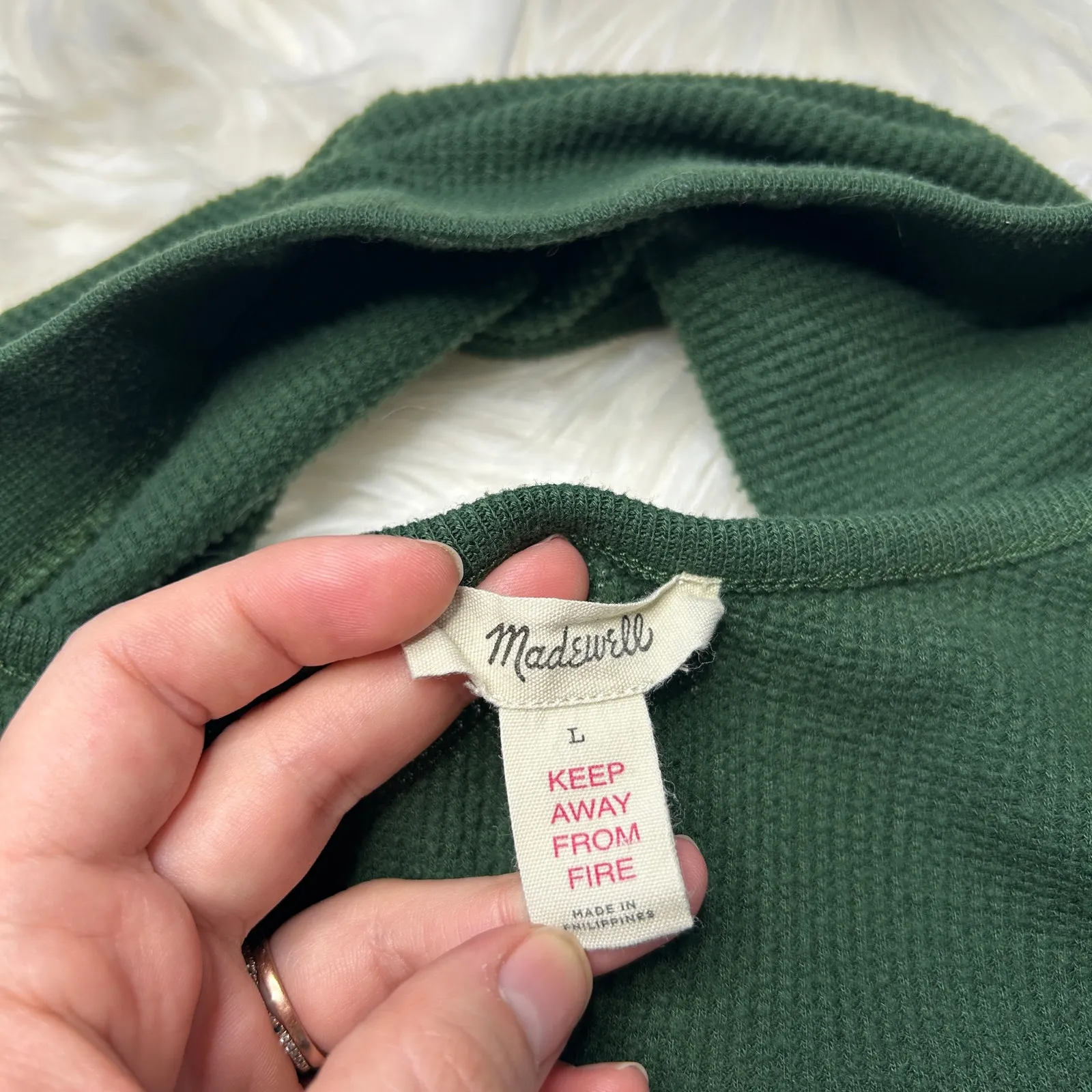 MADEWELL Bralette Womens Size Large Waffle Knit Cozy Comfy Forest Green Casual - Image 4