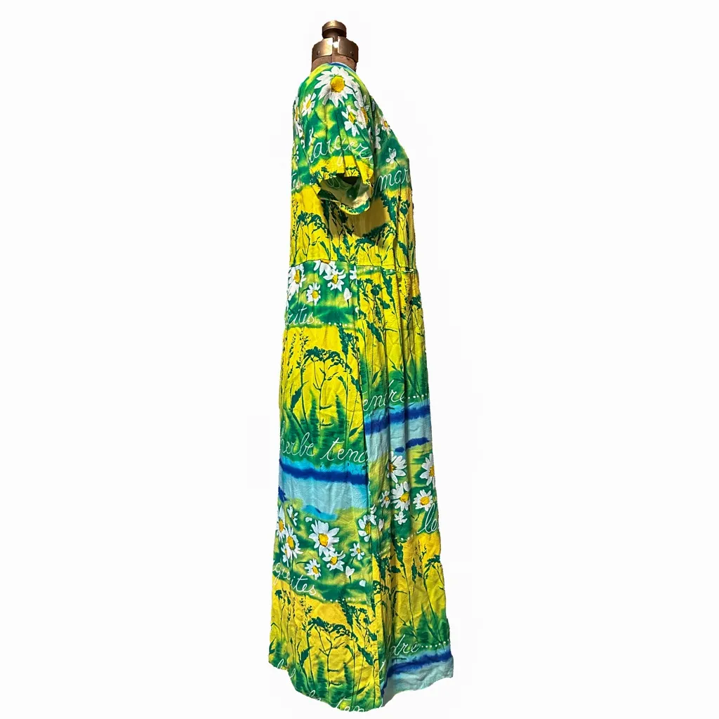 Jams World Vintage L'Herbe Print Floral
Maxi Dress Yellow Green Daisy Tropical - Image 5