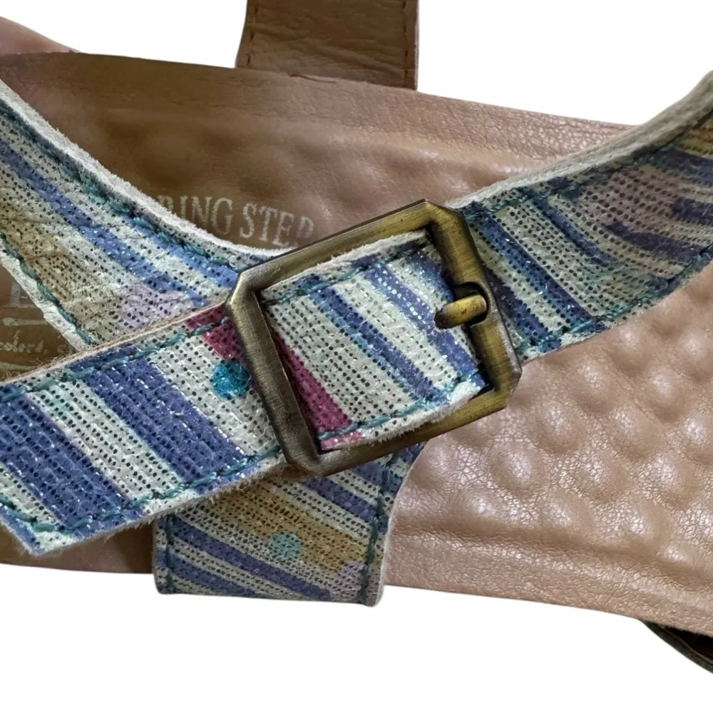 L'Artiste by Spring Step Leather Women's Vella Comfort Wedge Sandals Blue Size 7 - Image 11