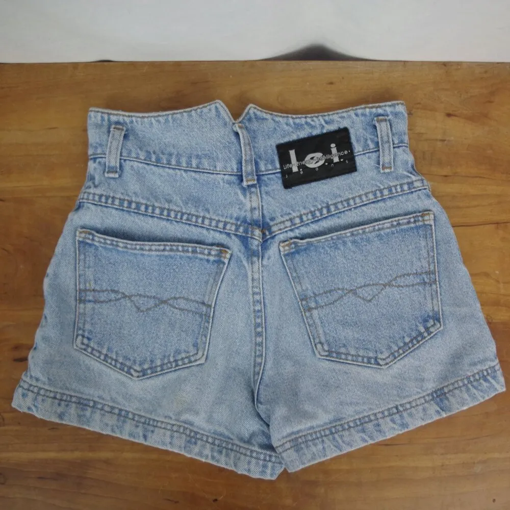 Vintage lei USA Made High Waisted 100% Cotton Denim Shorts 5 Jr. - Image 7