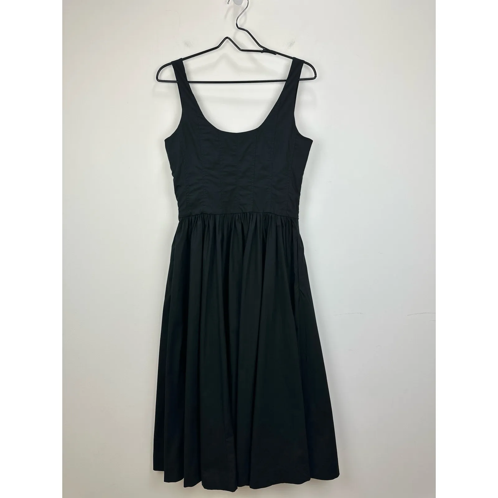 J.Crew Fit and Flare Midi Dress Cotton Poplin Minimalist A Line Black US 2 NWT - Image 9