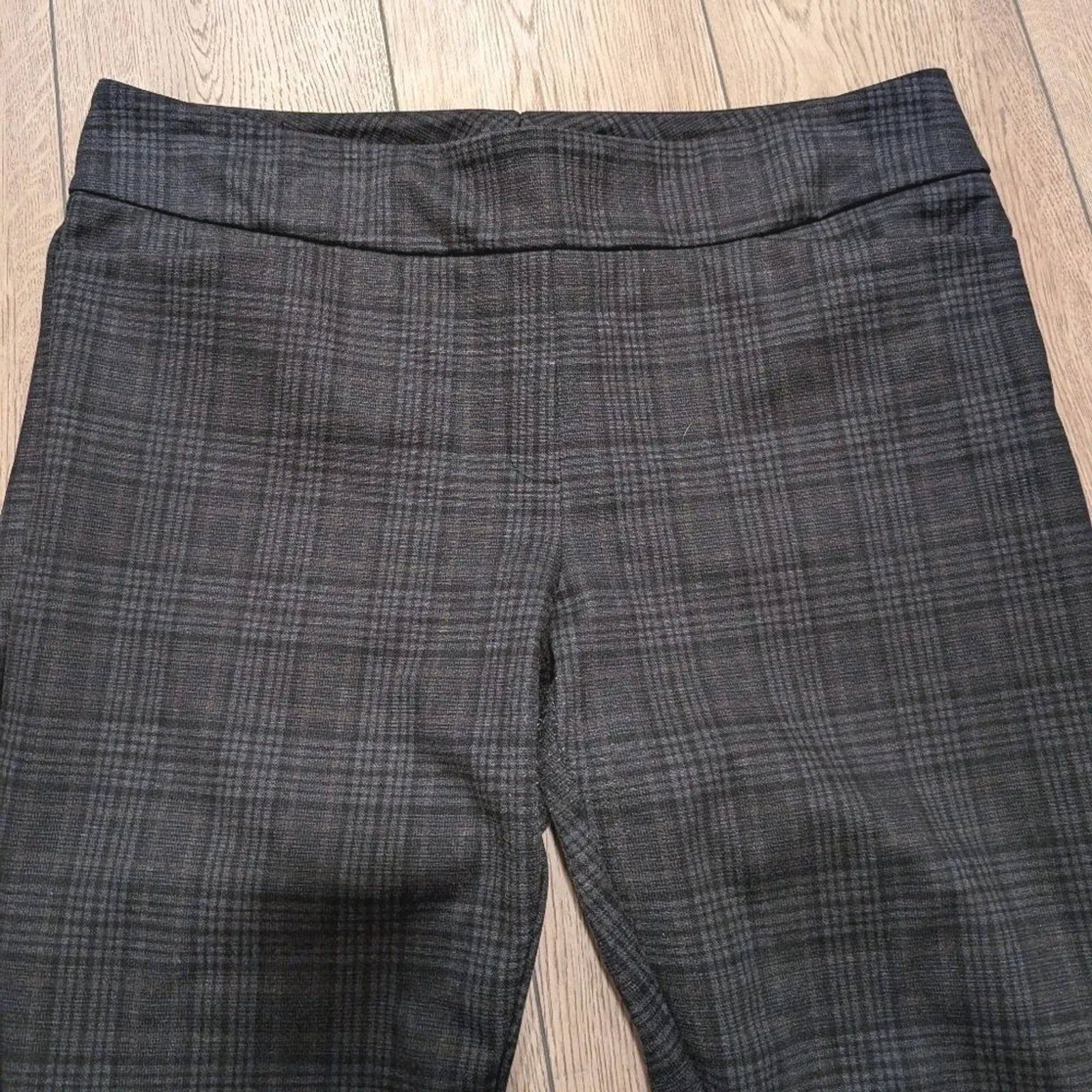 Dalia XL Gray Brown Black Plaid Pull On Skinny Slim Leg Pants Comfy‎ Work Wear - Image 2