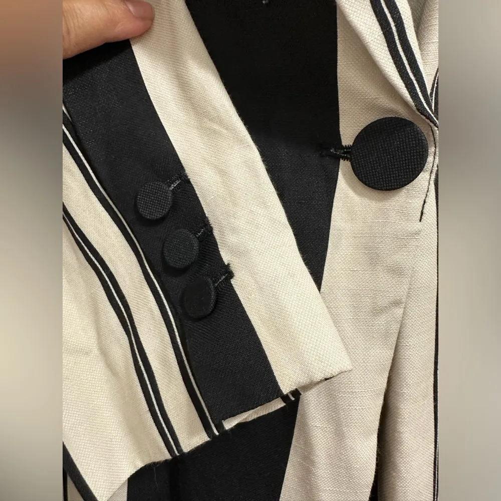 Rare Zara Striped Linen Blend Coat Medium Blogger favorite!! Perfect for Fall - Image 9