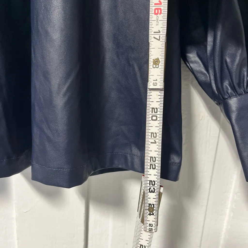 NWT Rachel Comey x Target Ink Blue long sleeve faux leather tie back blouse xxs - Image 8