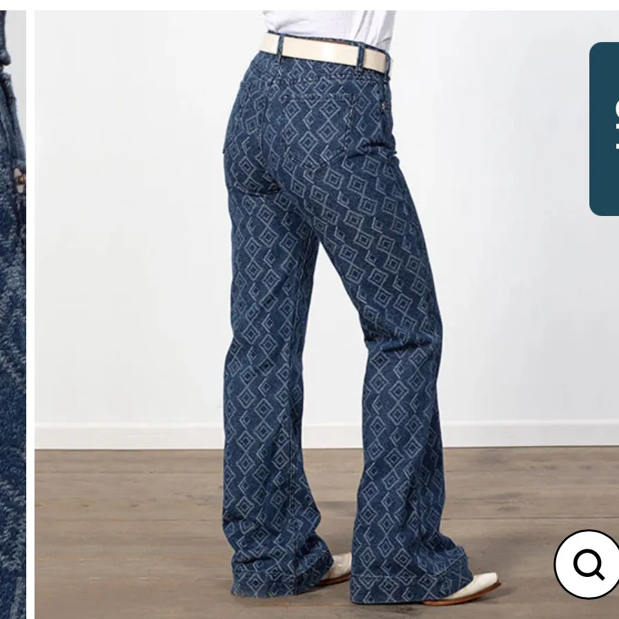 Rock & Roll Denim 24 X 30 High Rise Flare Trouser Jeans Aztec Western Boho USA Blue - Image 12