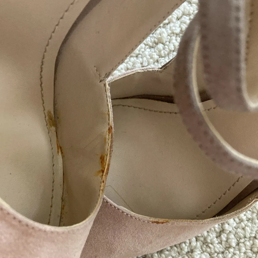 BCBGeneration Nude Ankle Block Heels Size 9 Seude Style Double Strap Strappy - Image 11