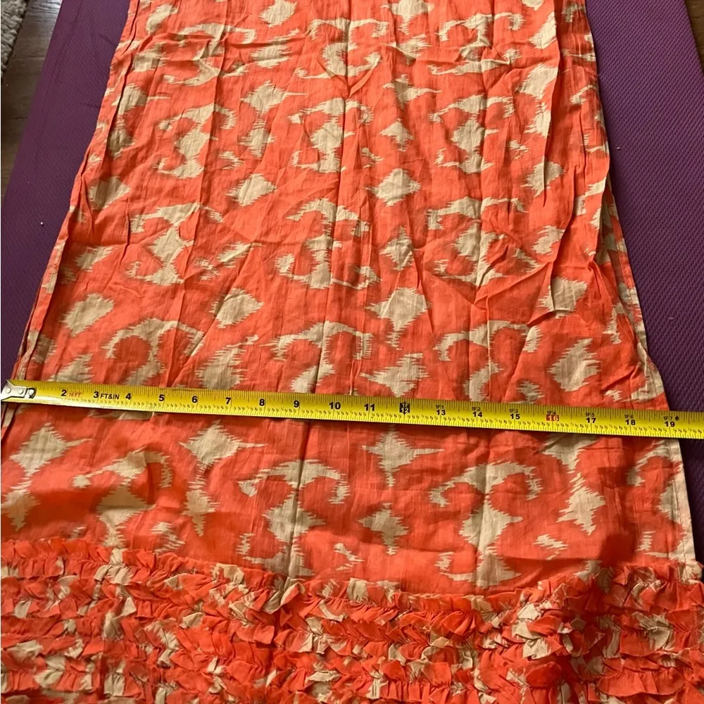 Mimis 100% Cotton Orange/Yellow Scarf/Wrap, Tassels 19” x 70” Orange - Image 6