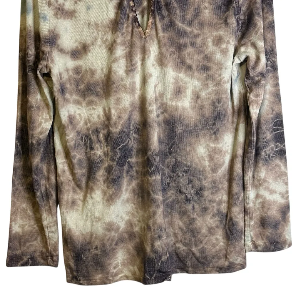 XCVI Tie-Dye Raw Hem Top Keyhole Back Boho Grunge Streetwear Ribbed #13444 Large - Image 8