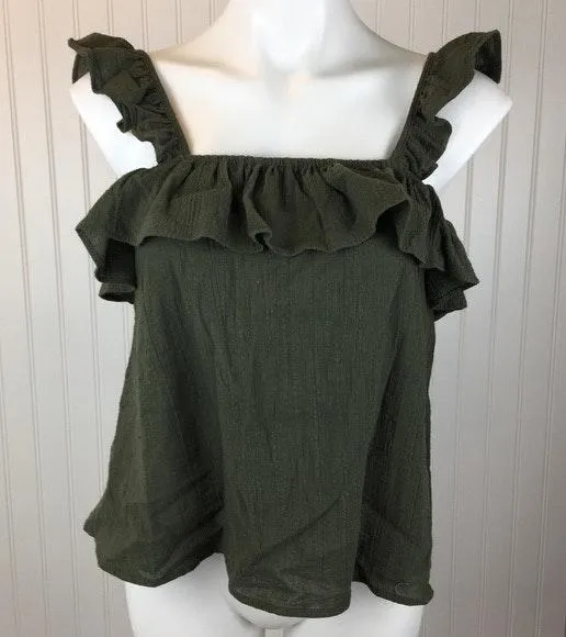Army Green Ruffle Tank Top - Image 3