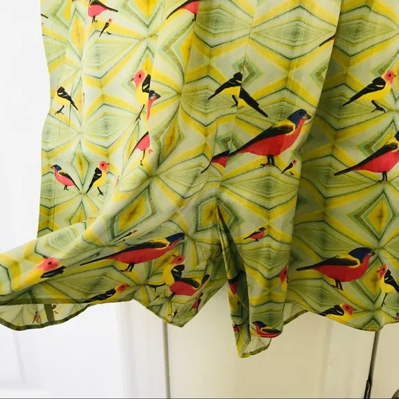 Crop david peck M Silk romper Artsy chartreuse bird print Green Size M - Image 12