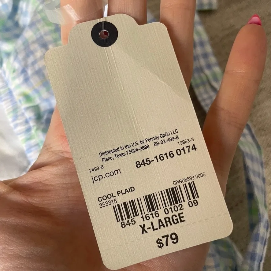 ST JOHNS BAY Blue Green Plaid Extra Large‎ XL Tiered Dress NWT New Tie Waist - Image 3