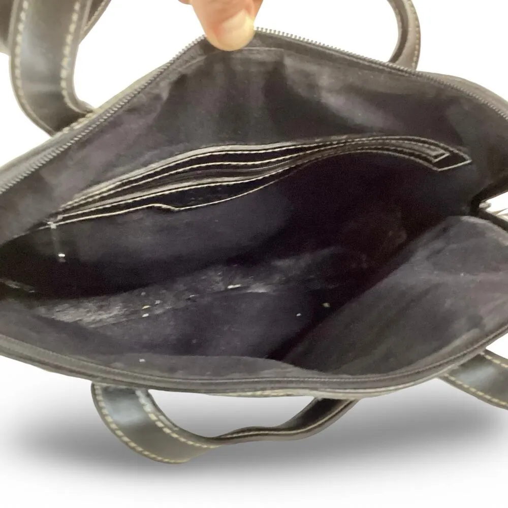 Jones New York Black Woven Satchel Handbag Purse - Image 6