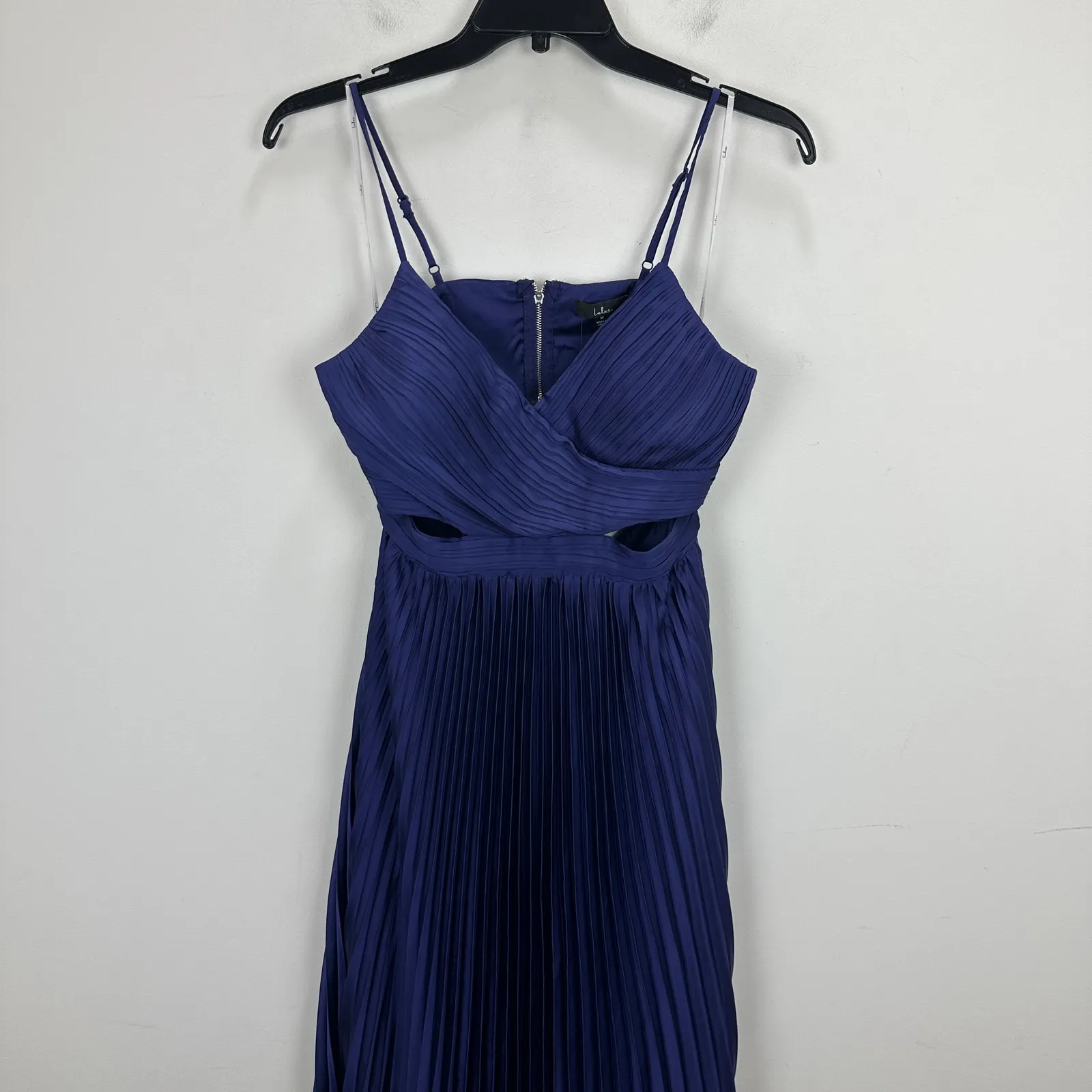 Lulus Got the Glam Navy Blue Pleated Cutout Maxi Dress Formal Party Medium NWT - Image 8