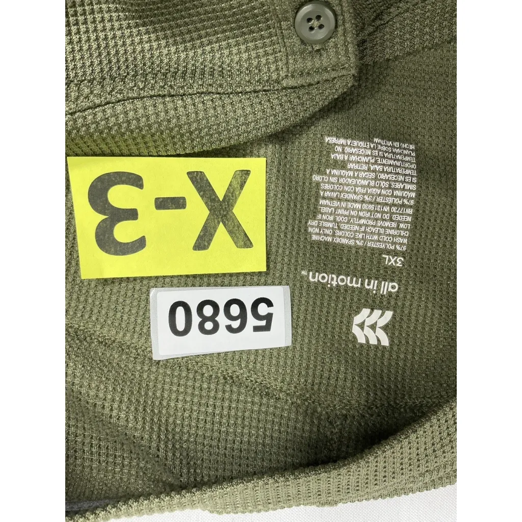 Womans All In Motion Long Sleeve Pullover Henley Shirt 3XL Green 1/4 Button - Image 3