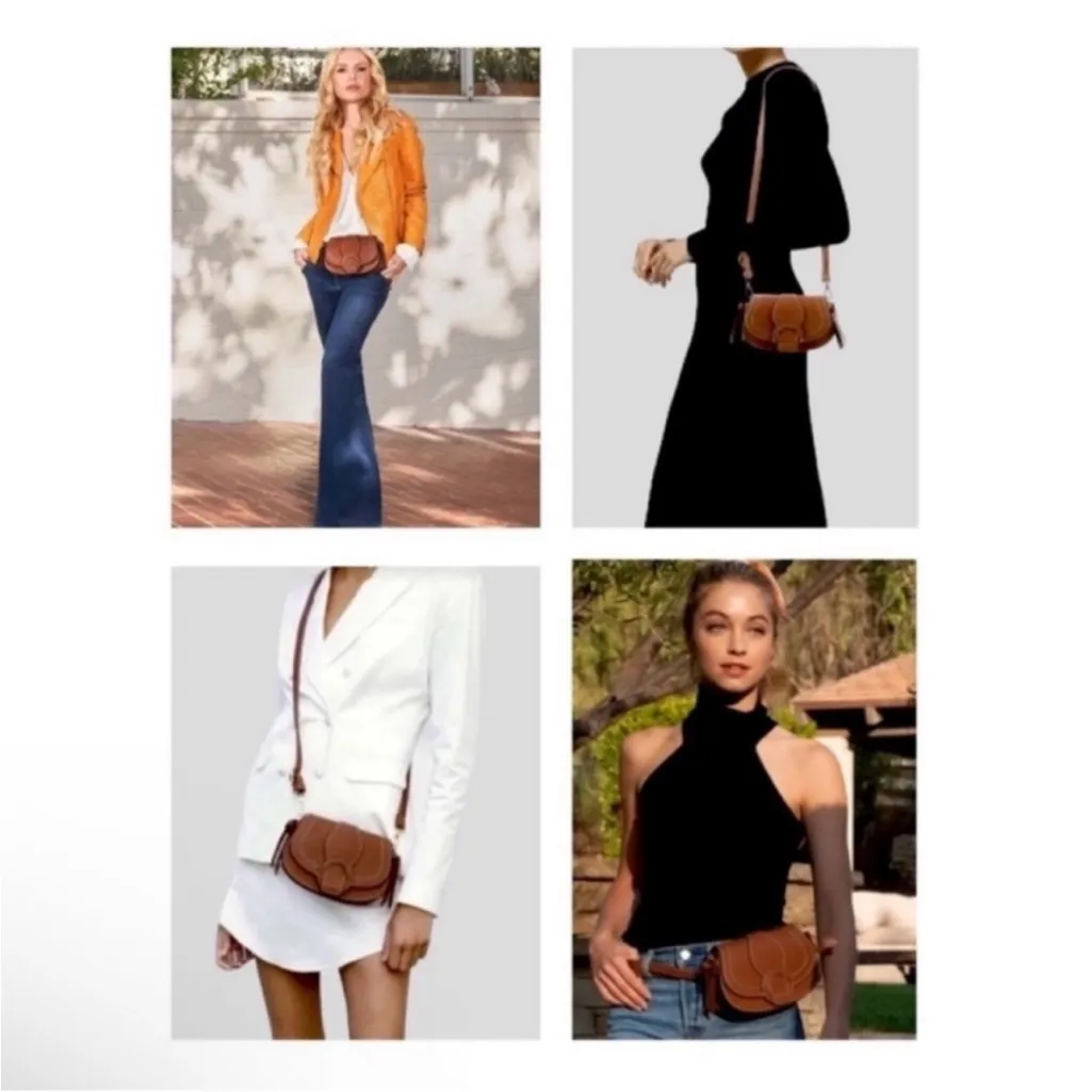 RACHEL ZOE Edessi Vegan Leather Crossbody Shoulder Belt Bag – Cognac Brown - Image 13