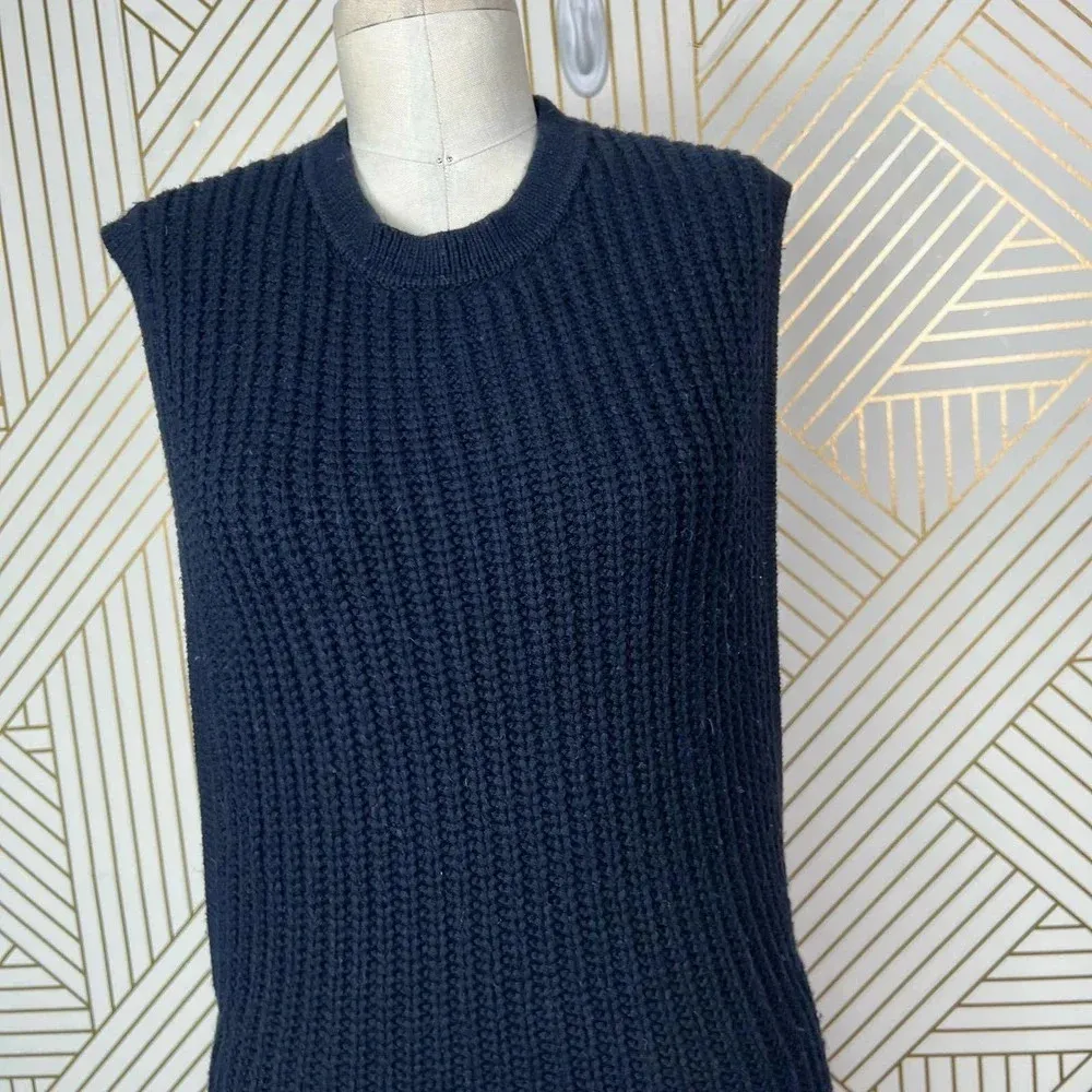AllSaints Mouleon Sweater‎ Tunic Vest Dress Sleeveless Knit Navy Blue Size Small - Image 4