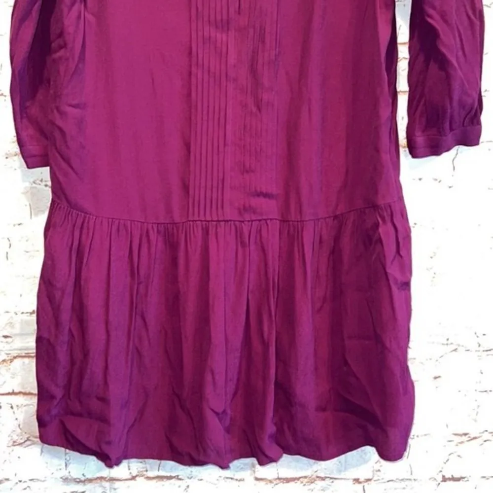 Maeve Anthropologie Galina drop waist plum purple dress Pleated v neck S mini - Image 5